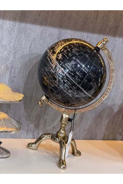 YASAR CONCEPT Globeo Metal Dünya Küre Gold 16x31 Cm