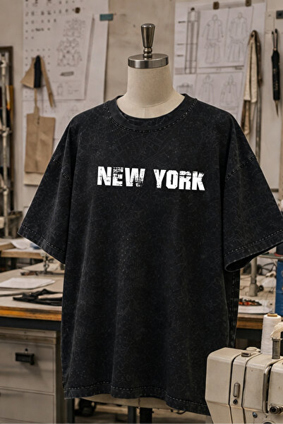 HOFFNUNG Unisex Oversize Vintage Washed Street Style Μόδα του δρόμου Βαμβακερ...
