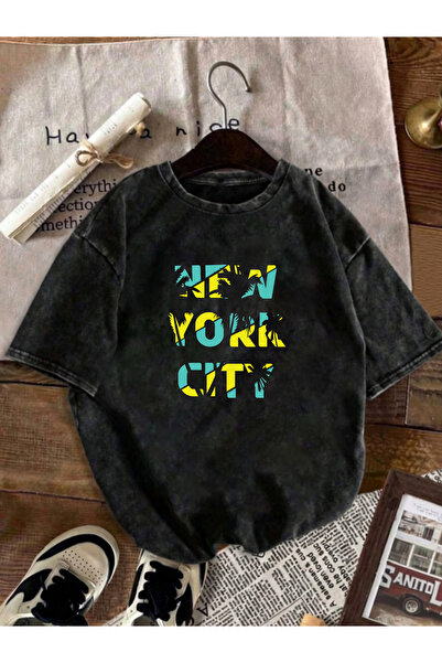 HOFFNUNG Unisex Oversize Vintage Washed Street Style Μόδα του δρόμου Βαμβακερ...