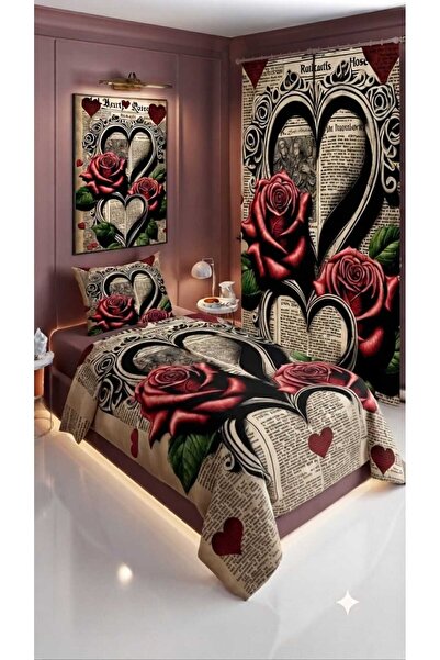 Elmas Dizayn 280*240 Cm. Special Design Single Bedding Set with Background Cu...