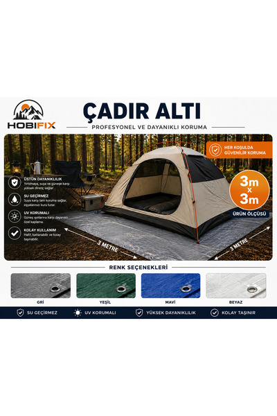 Hobifix Koruma Brandası 3mt x 3mtSu Geçirmez UV Korumalı Çok Amaçlı Çadır Alt...