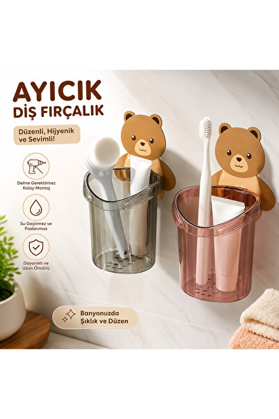 Razmo Ayıcık Diş Fırçalık – Yapışkanlı Banyo Düzenleyici