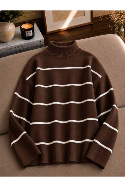 oneoff Women's Striped Casual Oversize Knitted Sweater