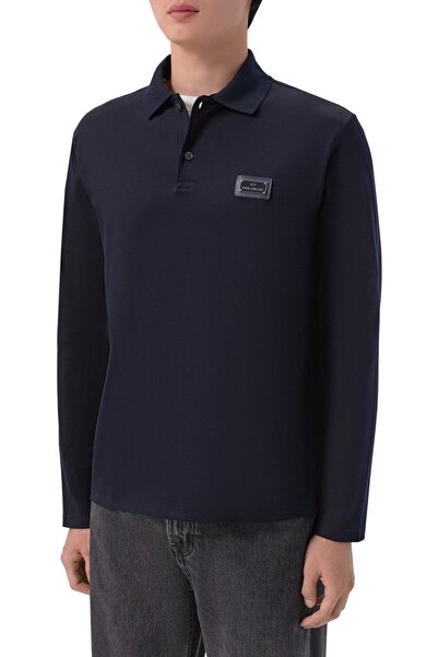 PAUL&SHARK تي شيرت رجالي ذو قصة عادية من القطن مزين بشعار وعلامة، بأكمام طويل...