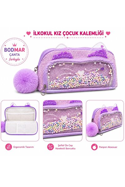 Bodmar Çanta Since 2023 Kedi Desenli İlkokul Kız Çocuk Kalemlik Lüks Kalem Ku...