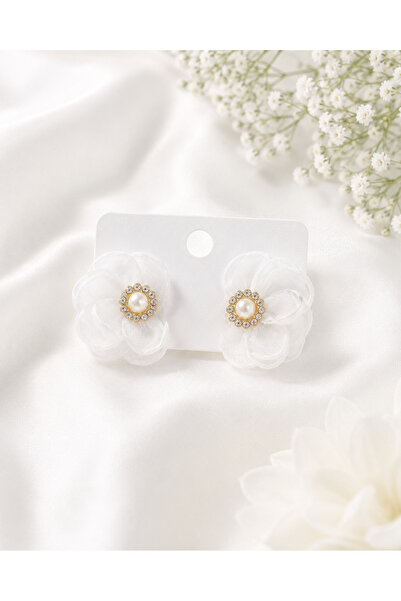 WOWMOM Half Flower Earrings – Stylish Women's Earrings with Elegant Stone and...