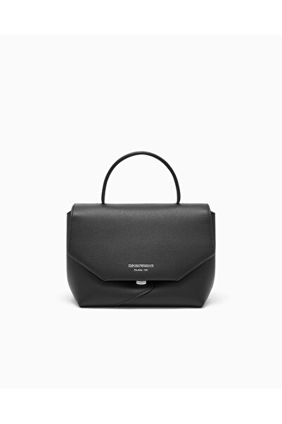 Emporio Armani Women's Detachable Long Strap Leather Mini Black Handbag