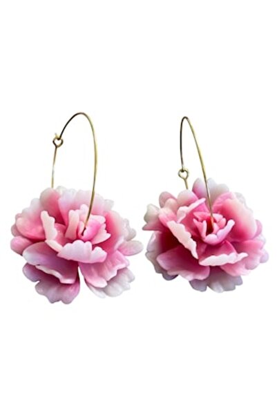 OEM Peony & Hoop Earrings in Stainless Steel – Modern Floral Elegance