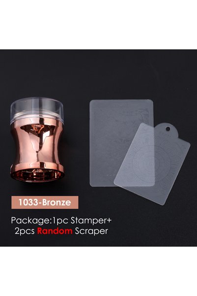 Choice3 1033-Bronze 1pc Transparent Silicone Nail Art Stamping Kit French Des...