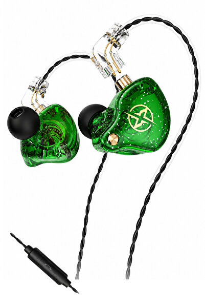 WOGEL X3 PRO GREEN PROFESYONEL Dinamik Sürücü In Ear Monitör IEM Mikrofonlu K...
