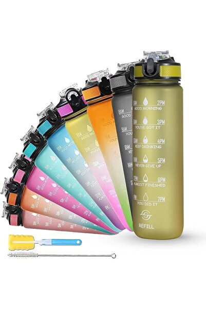 SOLARA Unbreakable Water Bottle 1 Litre with Motivational Time Marker, Leakpr...