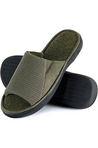 GENERAL Cozy Men's Open Toe House Slippers Memory Foam,Comfy Slip On Indoor S...