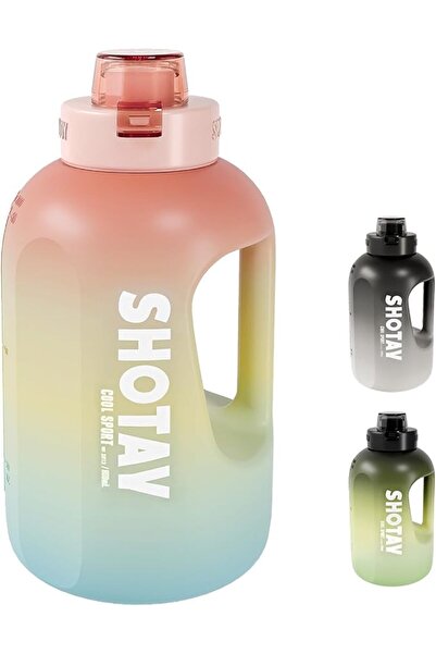 Shotay زجاجات مياه رياضية سعة 1.5 لتر (نصف جالون) مع علامات تحفيزية للوقت وشف...