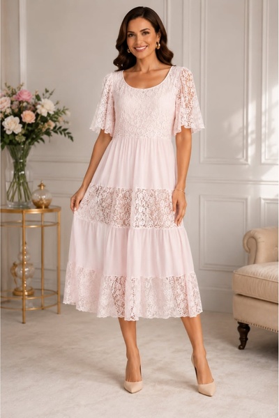 OEM Rochie damă lejeră roz cu imprimeu floral și croială vaporoasă