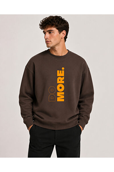 herkesemoda Do More Printed Crew Neck 2 Thread Sweatshirt