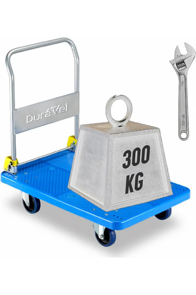 Duravel Heavy Duty Platform Trolley with 360 Degree Swivel Wheels-300 KG Capa...
