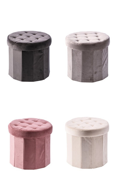 Decorer Set de 4 taburete de catifea multicolore 38 x 36 cm