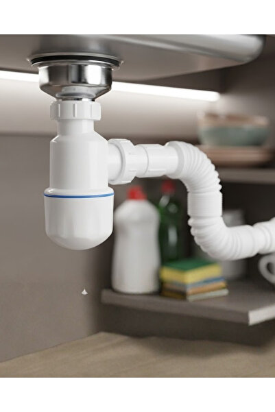 teknodayım Sink Siphon Set with Flexible Pipe, Odor Blocker, Leak-Proof and E...