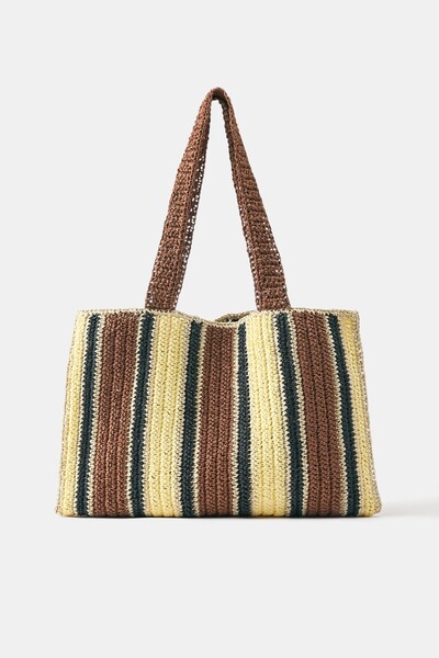 Pull & Bear Çizgili örgü tote çanta