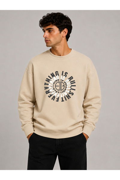 herkesemoda Everything Printed Crew Neck 2 Thread Sweatshirt