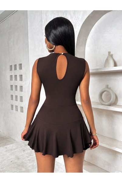 civetta Women's Sleeveless Semi Turtleneck Short Sandy Dress