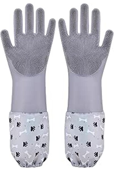BIGTHREE 2-in-1 Pet Grooming Gloves, Silicone Hair Remover & Massage Gloves f...
