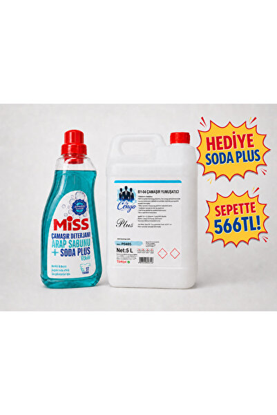 5 Litre Çamaşır Yumuşatıcısı + Miss 1500 ML Arap Sabunu Etkili Çamaşır Deterjanı Hediye Fırsat Paketi