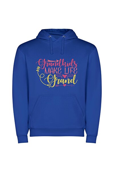 iLovePrints Life, Loved and Grand Φούτερ με κουκούλα σε χρώμα Μπλε