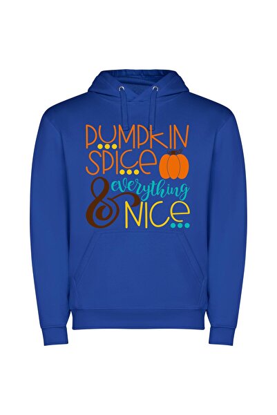 iLovePrints Pumpkin Spice Extravaganza Φούτερ με κουκούλα σε χρώμα Μπλε