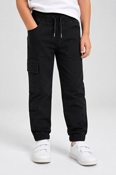tinytrends Erkek Çocuk Jogger Okul Pantolonu Kargo Cepli Ribanalı Bel