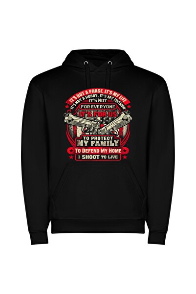 iLovePrints Life: Our Protective Holster Φούτερ με κουκούλα σε χρώμα Μαύρο
