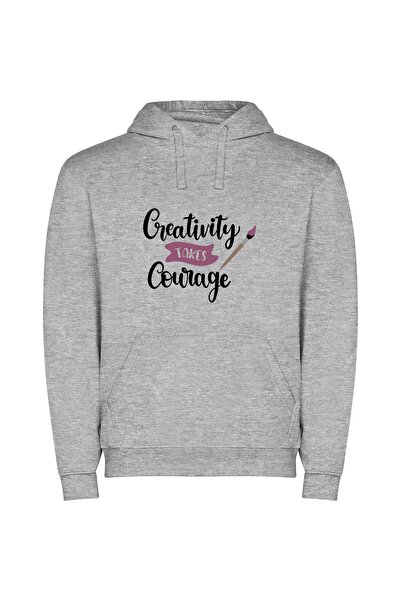 iLovePrints Courageous Creative Inspirations Φούτερ με κουκούλα σε χρώμα Γκρι