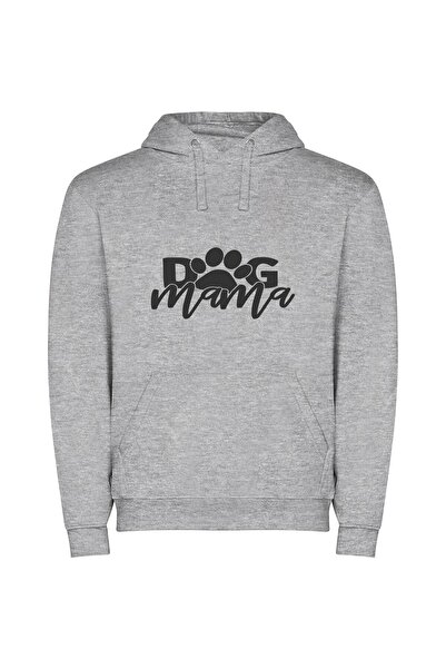 iLovePrints Chic Dog Mama Logo Φούτερ με κουκούλα σε χρώμα Γκρι