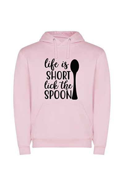 iLovePrints Lick Life's Short Spoon Φούτερ με κουκούλα σε χρώμα Ροζ