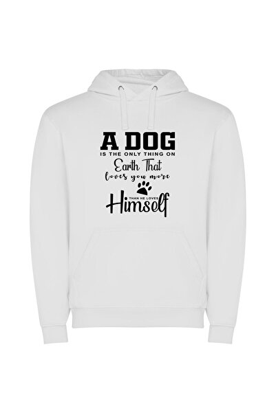 iLovePrints Ultimate Canine Devotion Φούτερ με κουκούλα σε χρώμα Λευκό