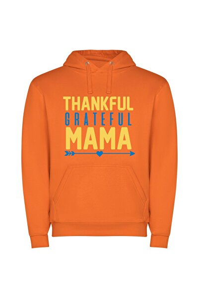 iLovePrints Mama's Grateful Sign Φούτερ με κουκούλα σε χρώμα Πορτοκαλί