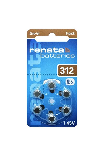 RENATA Zink Air 312 μπαταρίες ακουστικών βαρηκοΐας 1.45V 6τμχ