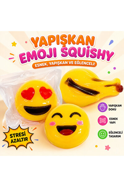 TÜTSÜ SEPETİ Yapışkanlı emoji squişhy stres azaltıcı oyuncak sukuşi taba suku...