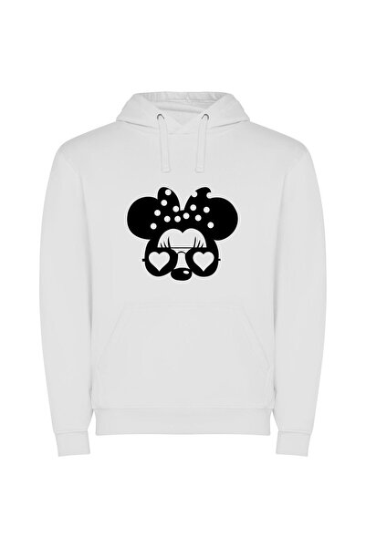 iLovePrints Charming Disney Mouse Portrait Φούτερ με κουκούλα σε χρώμα Λευκό