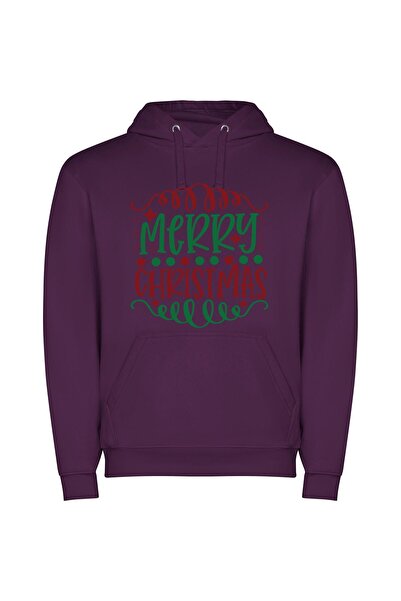 iLovePrints Festive Typography Wonderland! Φούτερ με κουκούλα σε χρώμα Μωβ