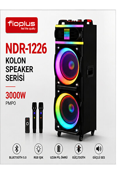 lucek cases NDR-1226 Bluetooth Taşınabilir Parti Hoparlörü 3000W PMPO RGB LED...