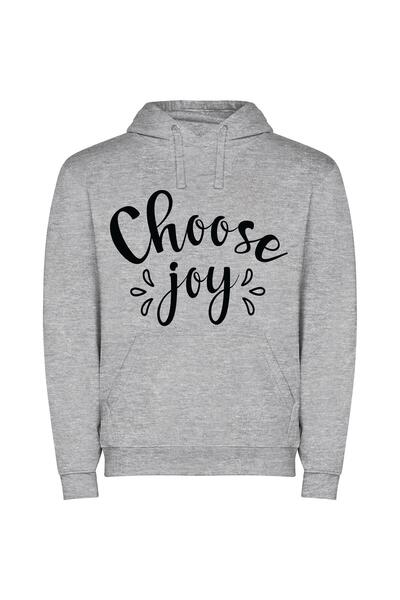 iLovePrints Joyous Black and White Φούτερ με κουκούλα σε χρώμα Γκρι