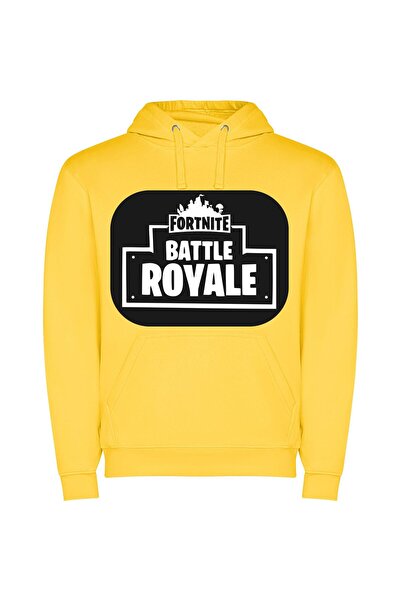 iLovePrints Realistic Fortnite Royale Φούτερ με κουκούλα σε χρώμα Κίτρινο