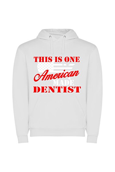 iLovePrints Green American Dentist's Odyssey Φούτερ με κουκούλα σε χρώμα Λευκό
