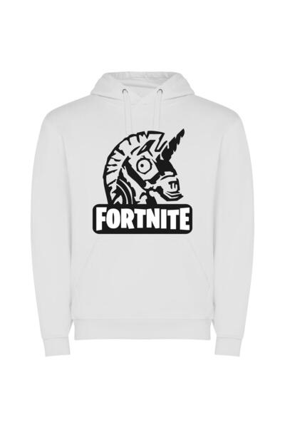 iLovePrints Fortnite Noir Φούτερ με κουκούλα σε χρώμα Λευκό