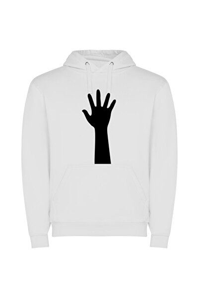iLovePrints Monochrome Retro Collection Φούτερ με κουκούλα σε χρώμα Λευκό