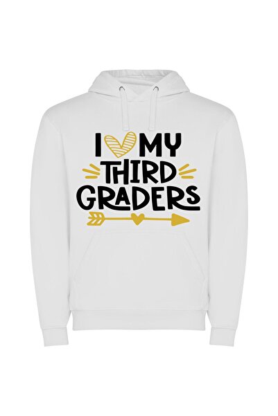 iLovePrints Adored Graders: Trio Triumph Φούτερ με κουκούλα σε χρώμα Λευκό