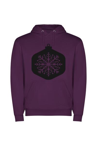 iLovePrints Elegant Snowflake Ornaments Φούτερ με κουκούλα σε χρώμα Μωβ