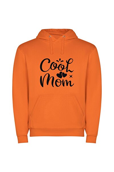 iLovePrints Mood-Boosting Cool Mom Φούτερ με κουκούλα σε χρώμα Πορτοκαλί