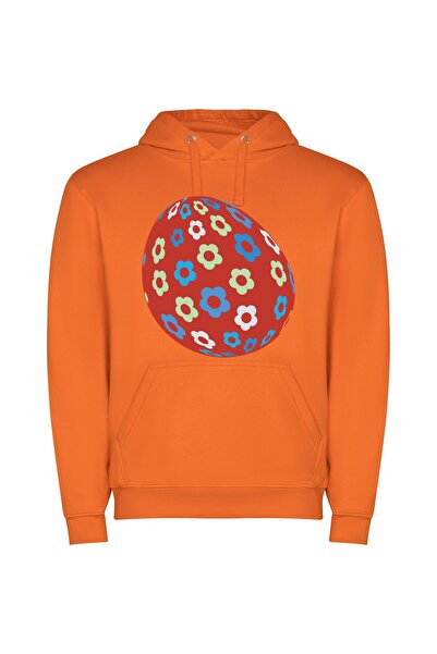 iLovePrints Floral Gemstone Easter Egg Φούτερ με κουκούλα σε χρώμα Πορτοκαλί